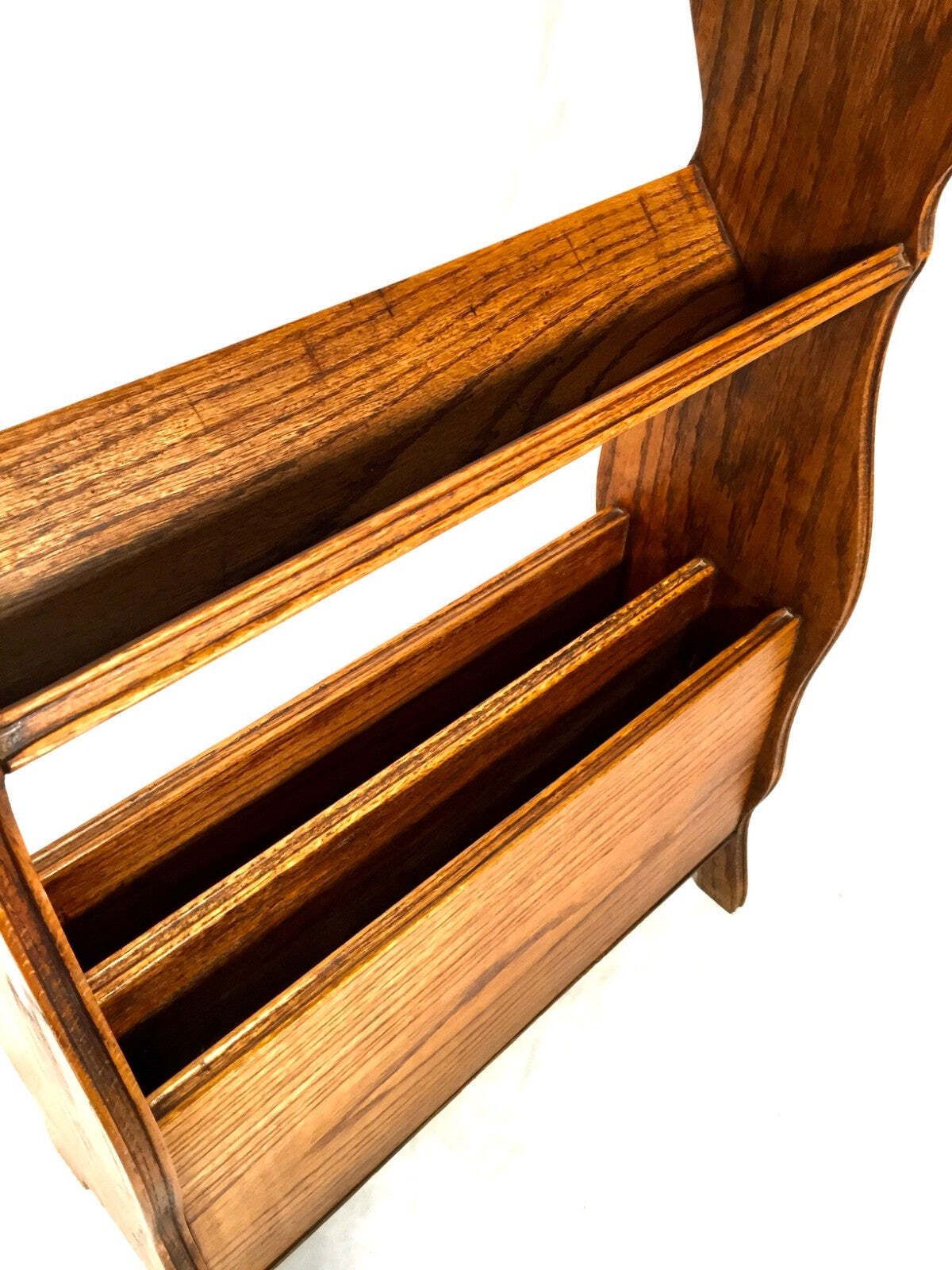 Antique Oak Wooden Arts & Crafts Book Trough / Side Lamp Table / Magazine Stand photo for sale