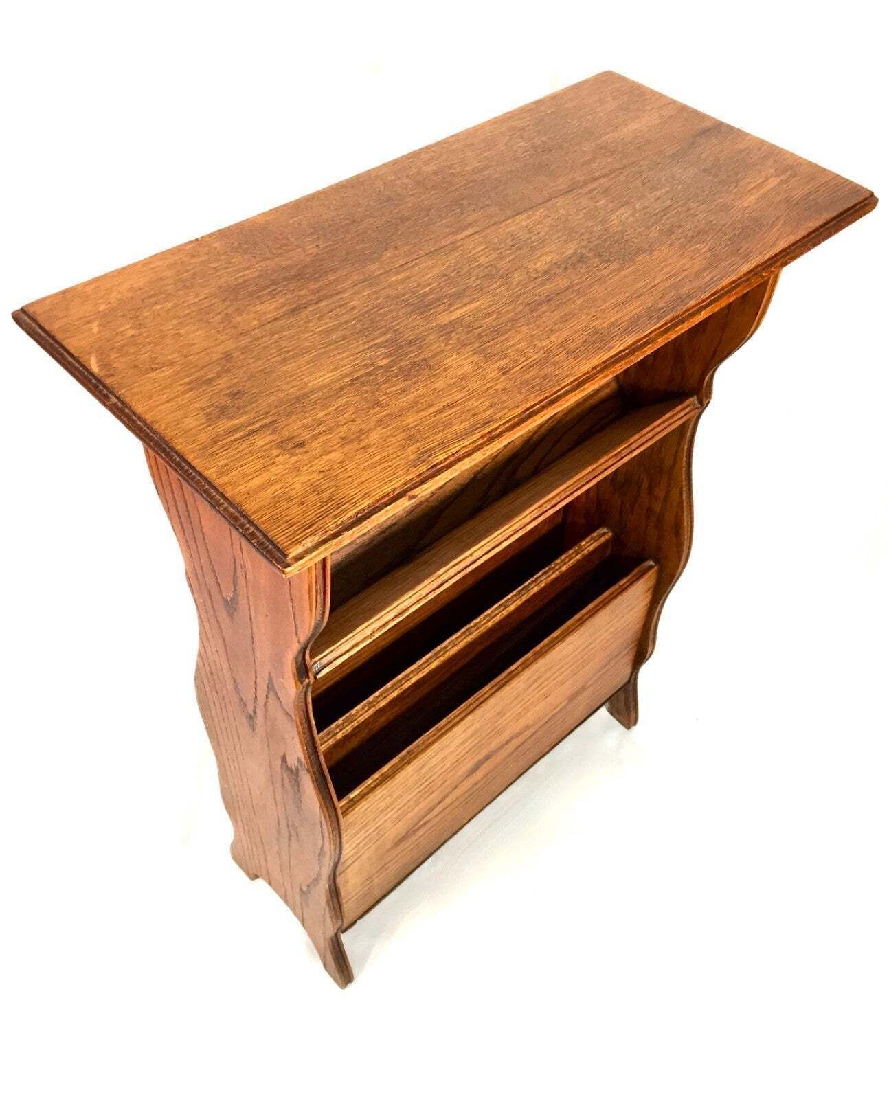 Antique Oak Wooden Arts & Crafts Book Trough / Side Lamp Table / Magazine Stand photo buy
