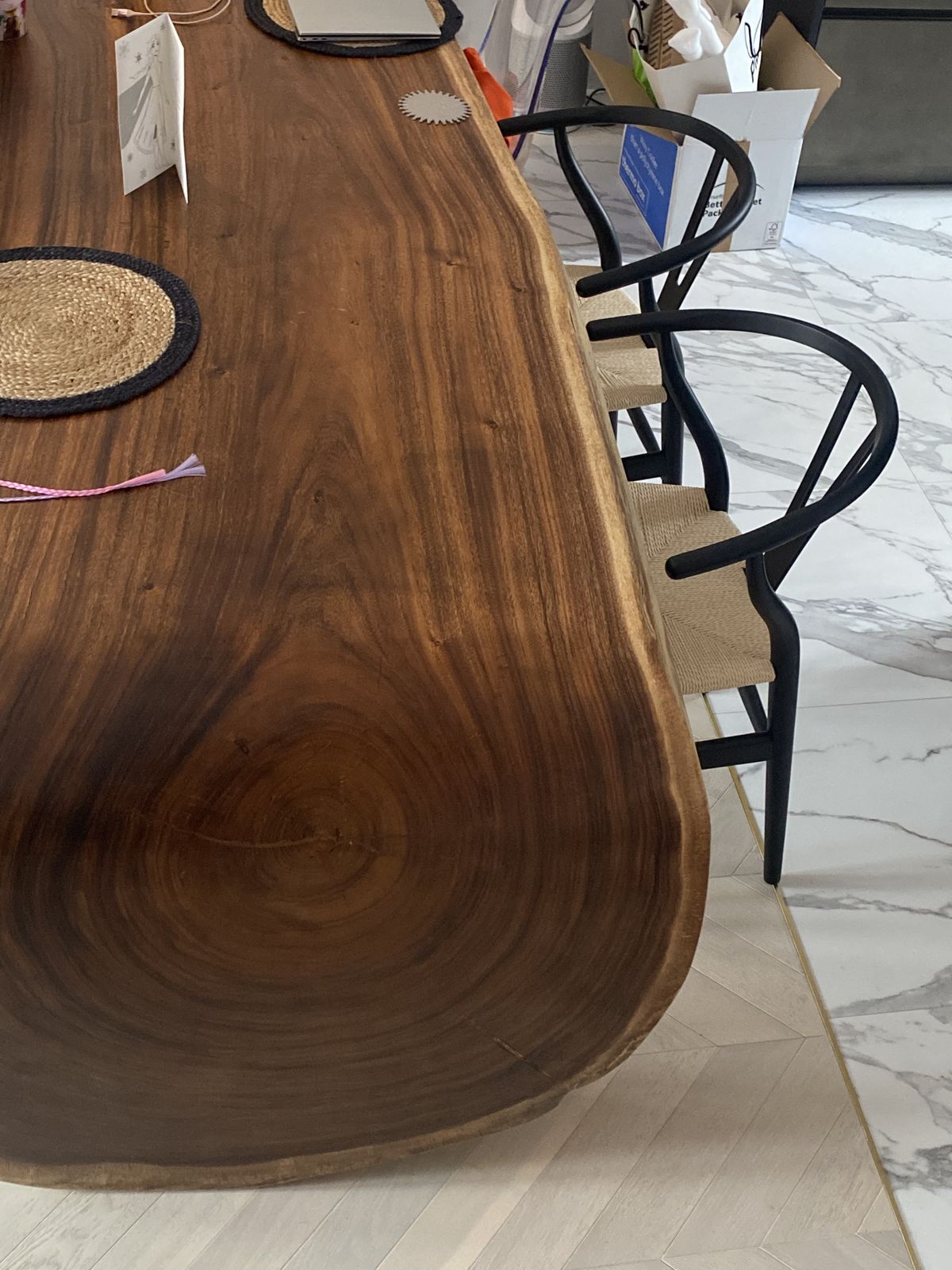Indonesian Teak Live Edge Dining Table – Sculptural Waterfall Slab – Seats 8–10 – Hand Carved – Designer Piece photo buy