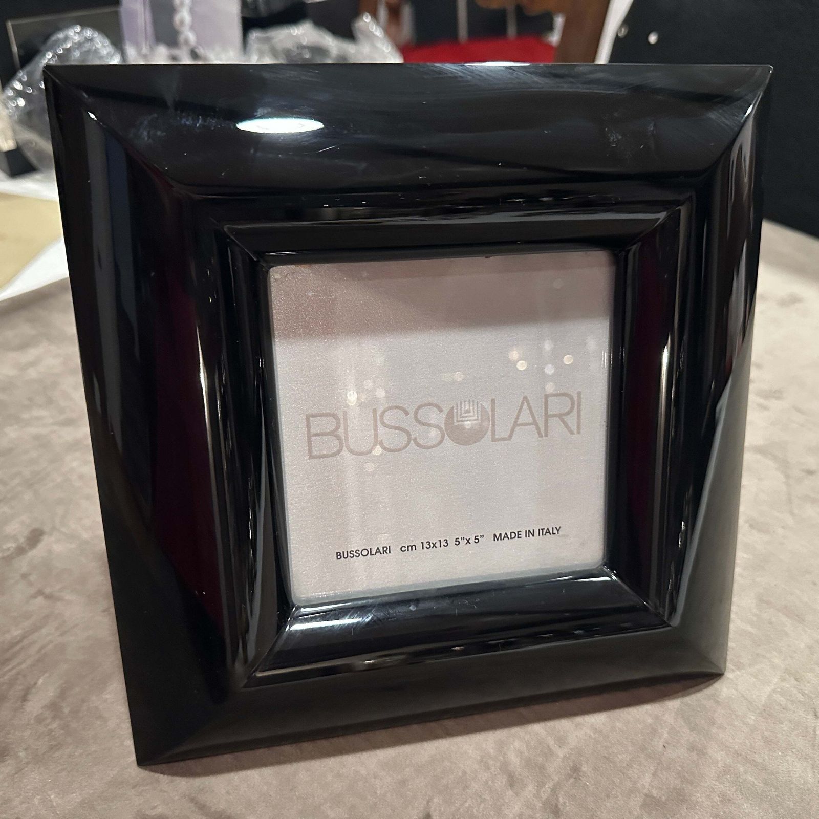 1990s Modern Black Lacquered Wood Italian Square Picture Frame By Bussolari photo furniture