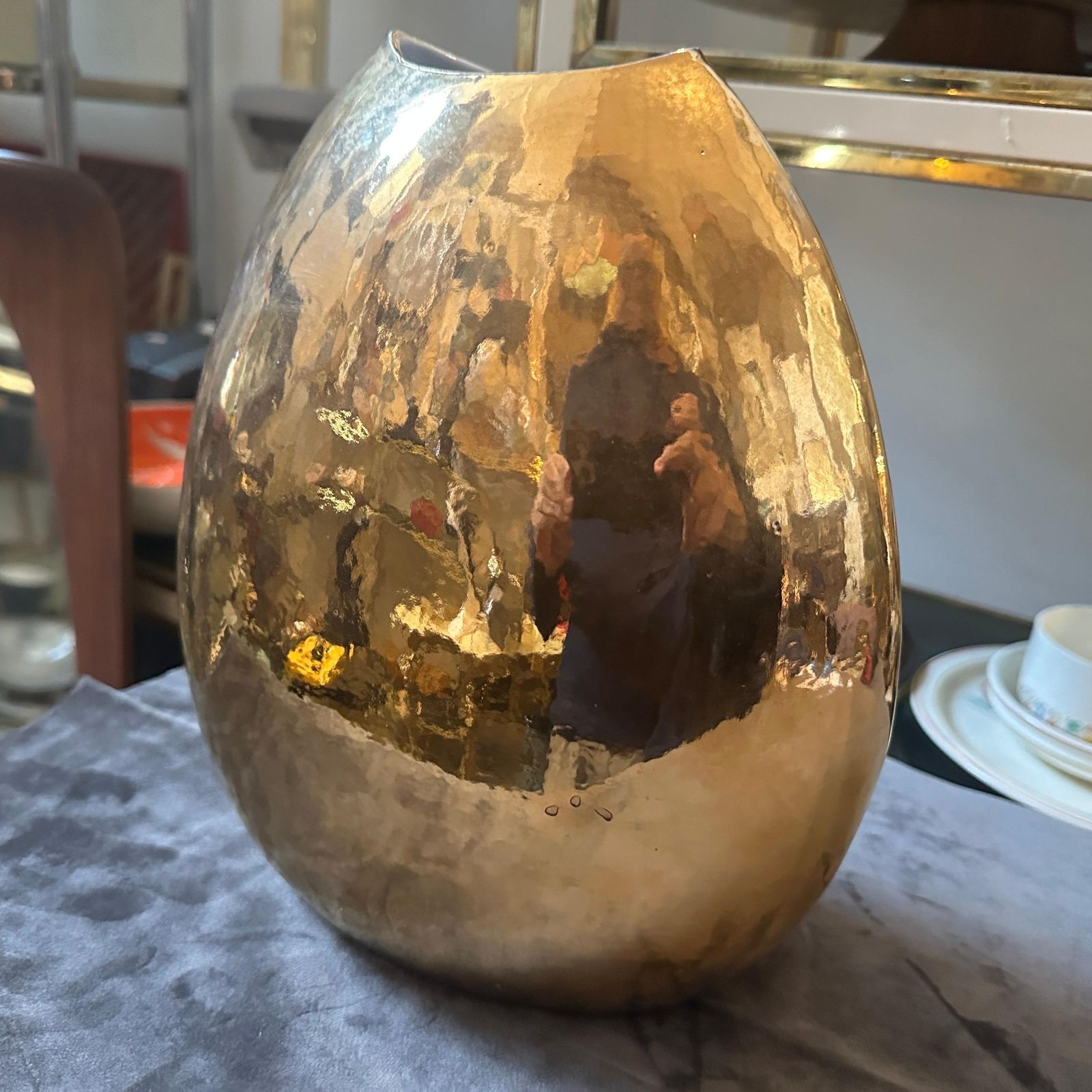 1970s Mid Century Modern Gilded Porcelain Italian Vase By Nove San Marco photo for sale