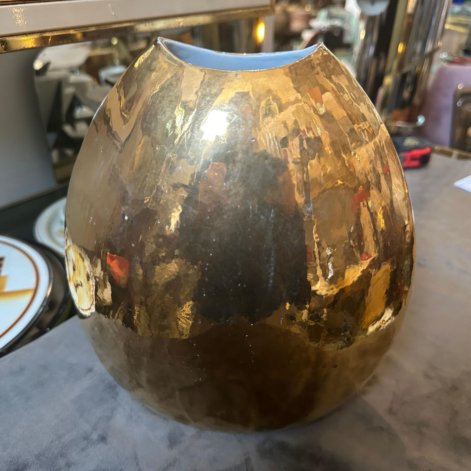 1970s Mid Century Modern Gilded Porcelain Italian Vase By Nove San Marco photo Home Decor