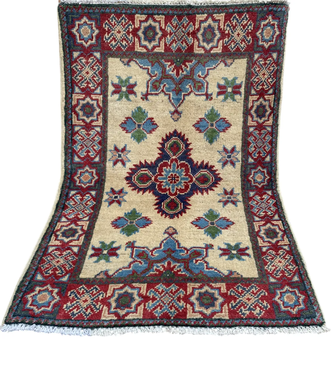 2x3 Kazak Caucasian Ivory Hand Knotted Rug photo buy
