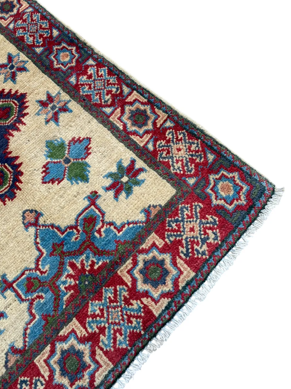 2x3 Kazak Caucasian Ivory Hand Knotted Rug photo vintage