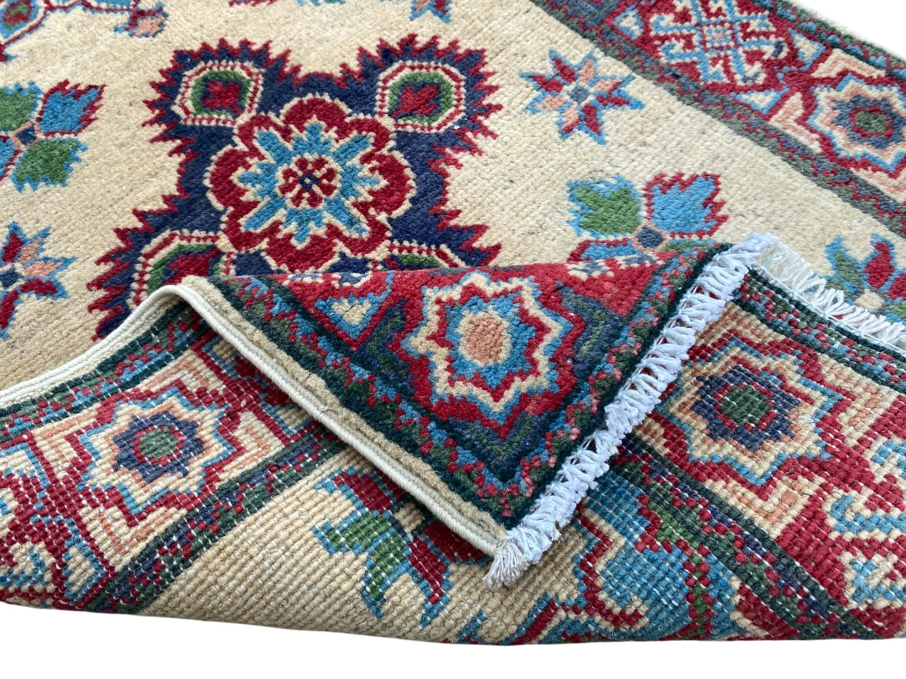 photo furniture 2x3 Kazak Caucasian Ivory Hand Knotted Rug