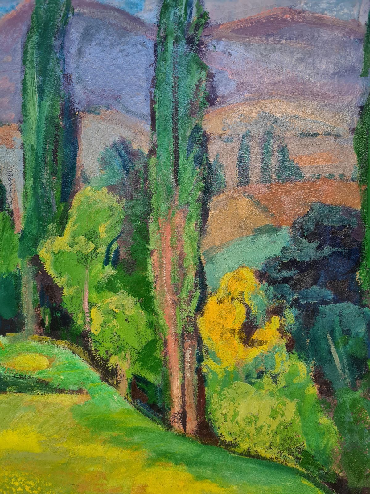 Fauvist French Landscape, The Cyprus Trees Byjean Perret photo for sale