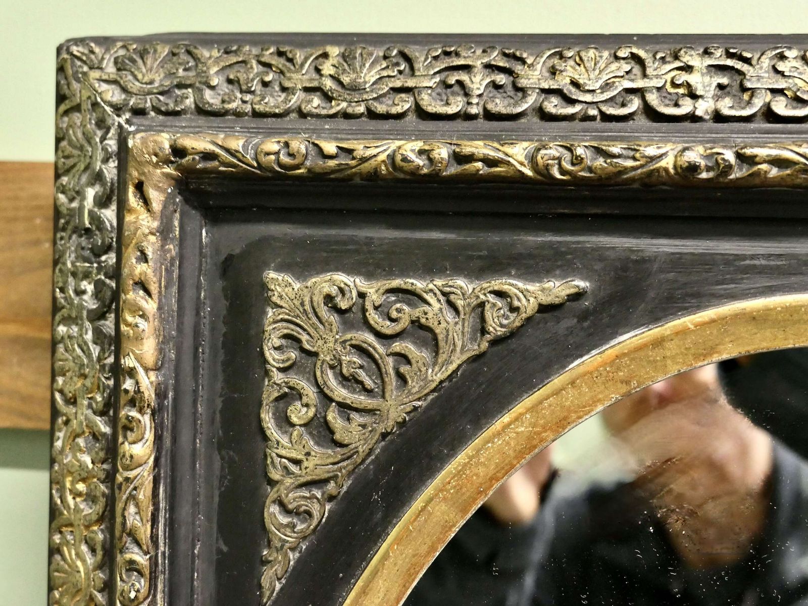 Stunning French Empire Gilt Brass And Black Lacquer Wall Mirror photo 420.0