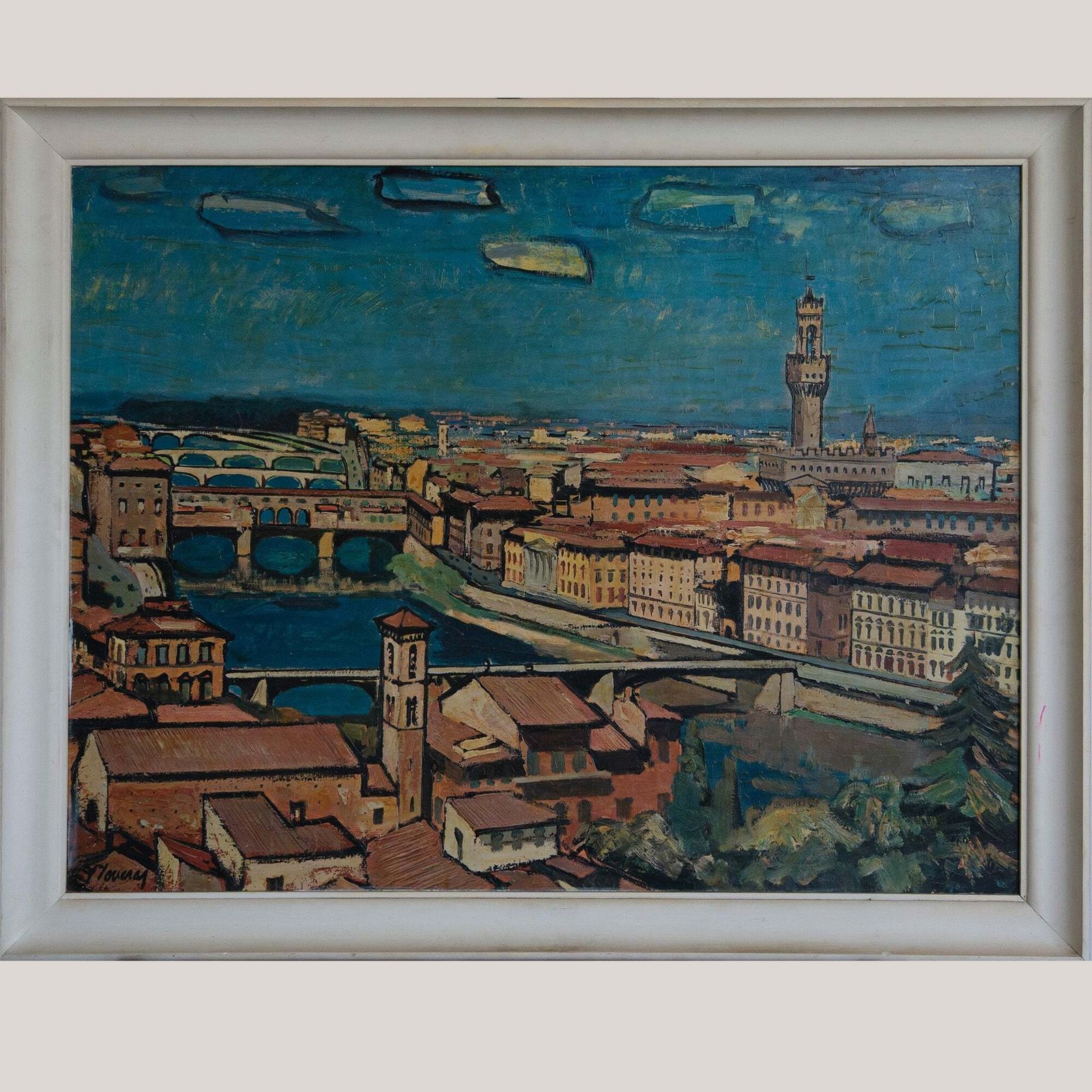 Florence Door Federico Lloveras – Grote Ingelijste Oleografie photo furniture