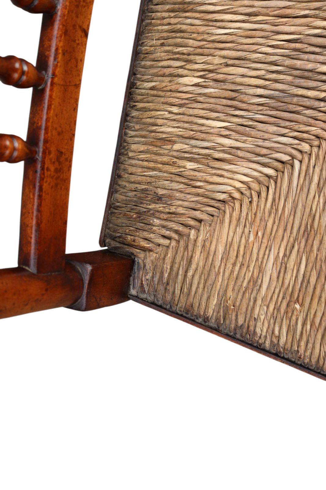 Furniture Set Of 8 Antique Lancashire Elm & Ash Rush Seat Spindle Back Dining Chairs photo