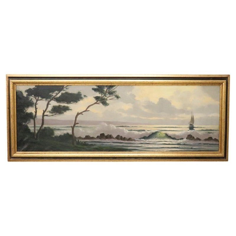 Seascape, Oil Painting On Canvas, 20th Century, Framed