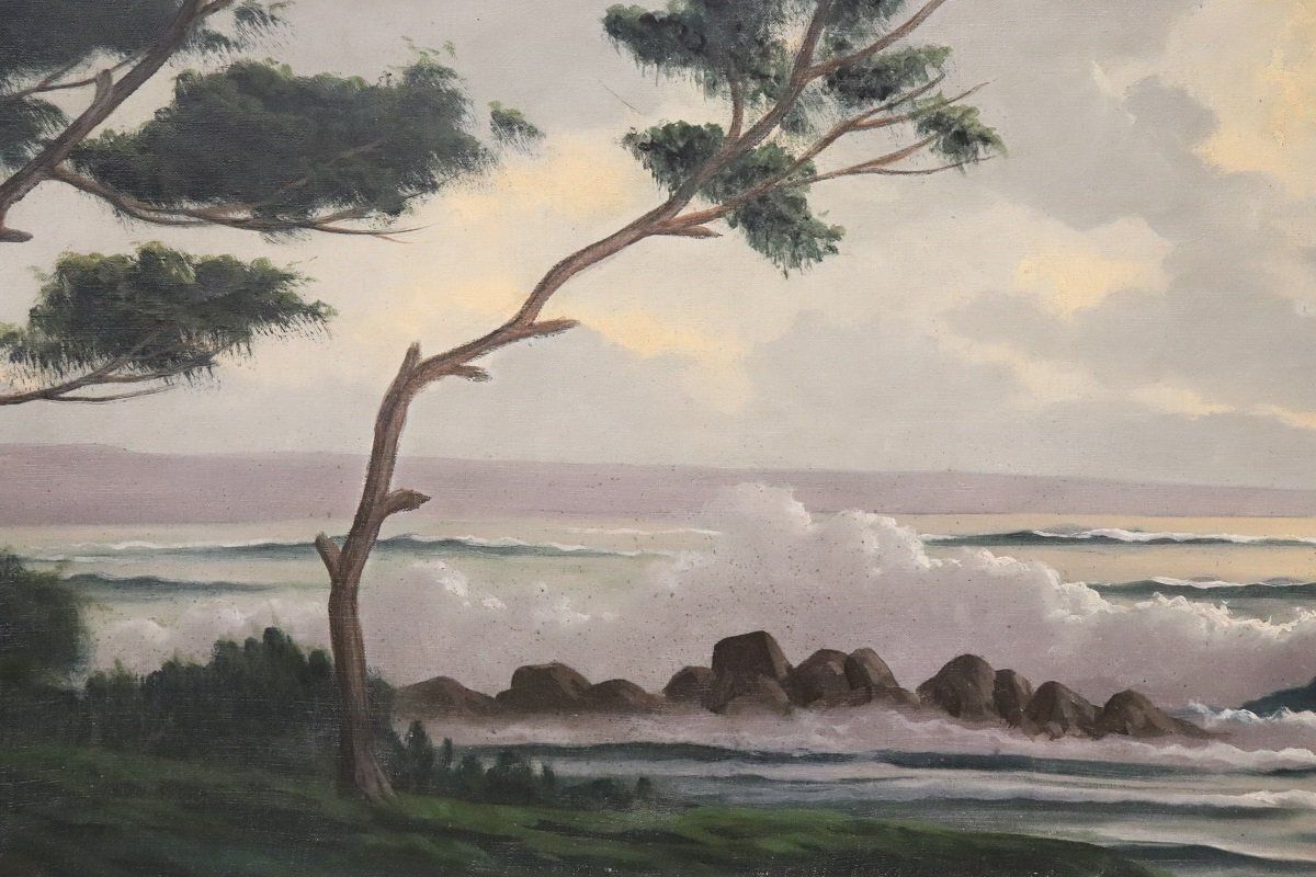 photo for sale Seascape, Oil Painting On Canvas, 20th Century, Framed