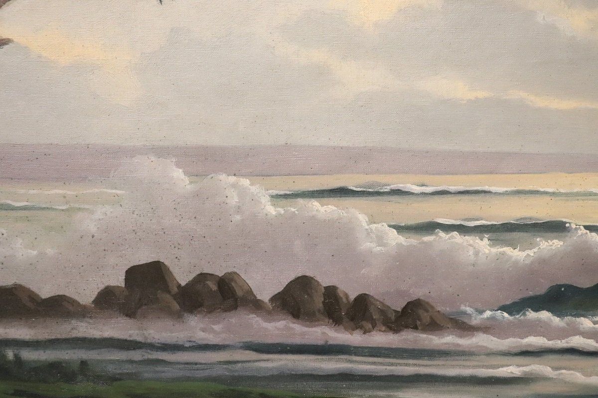 2030.0 Seascape, Oil Painting On Canvas, 20th Century, Framed photo