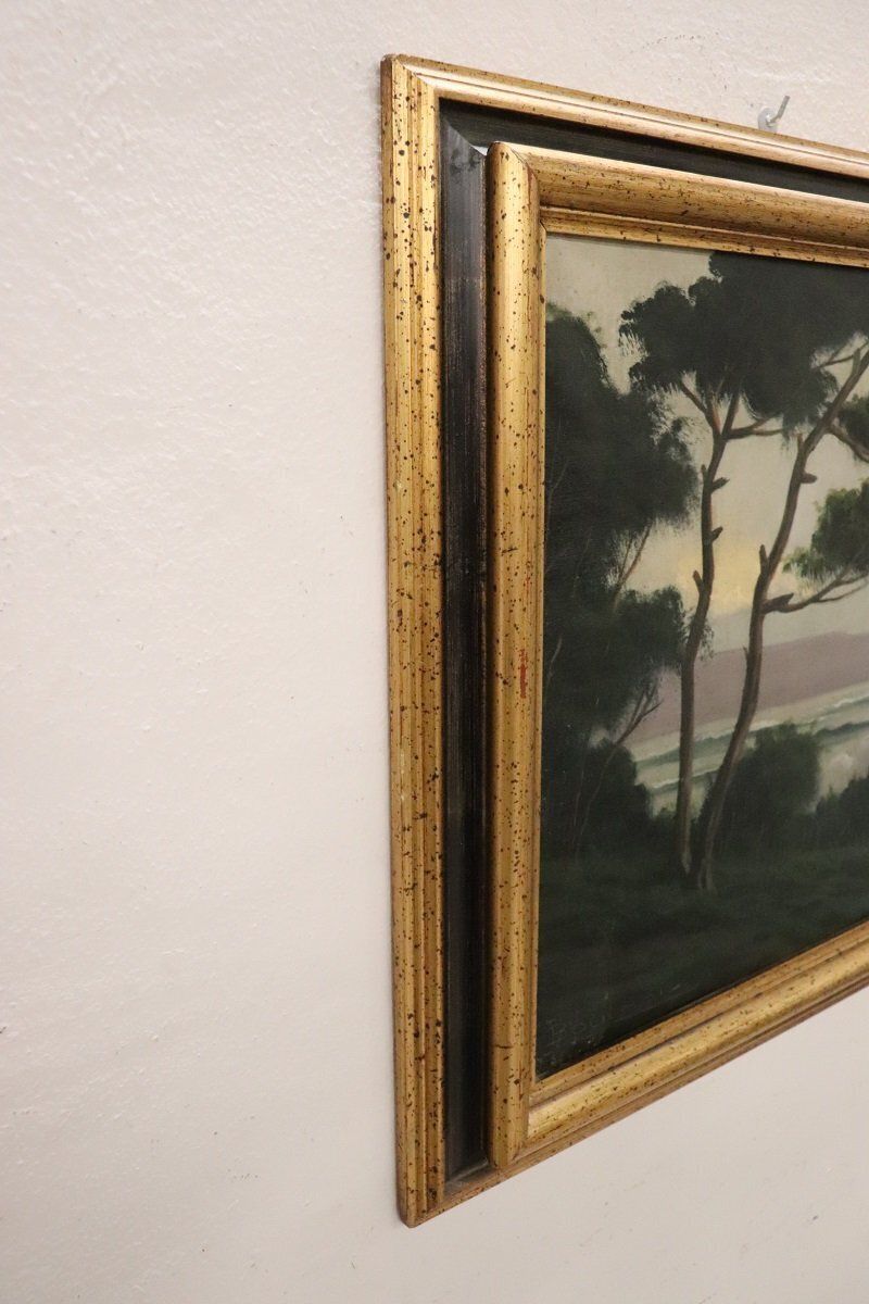 photo vinterior Seascape, Oil Painting On Canvas, 20th Century, Framed