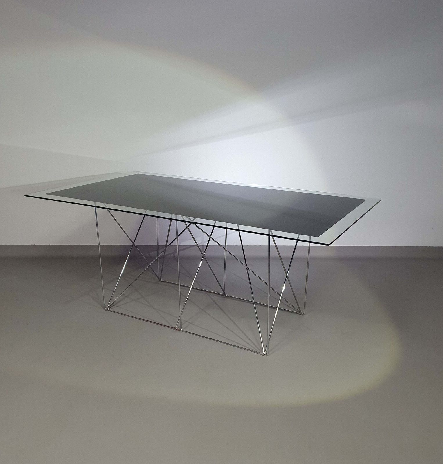 Steel And Glass Dining Table By Max Sauze For Max Sauze Studio, 1970s photo vintage