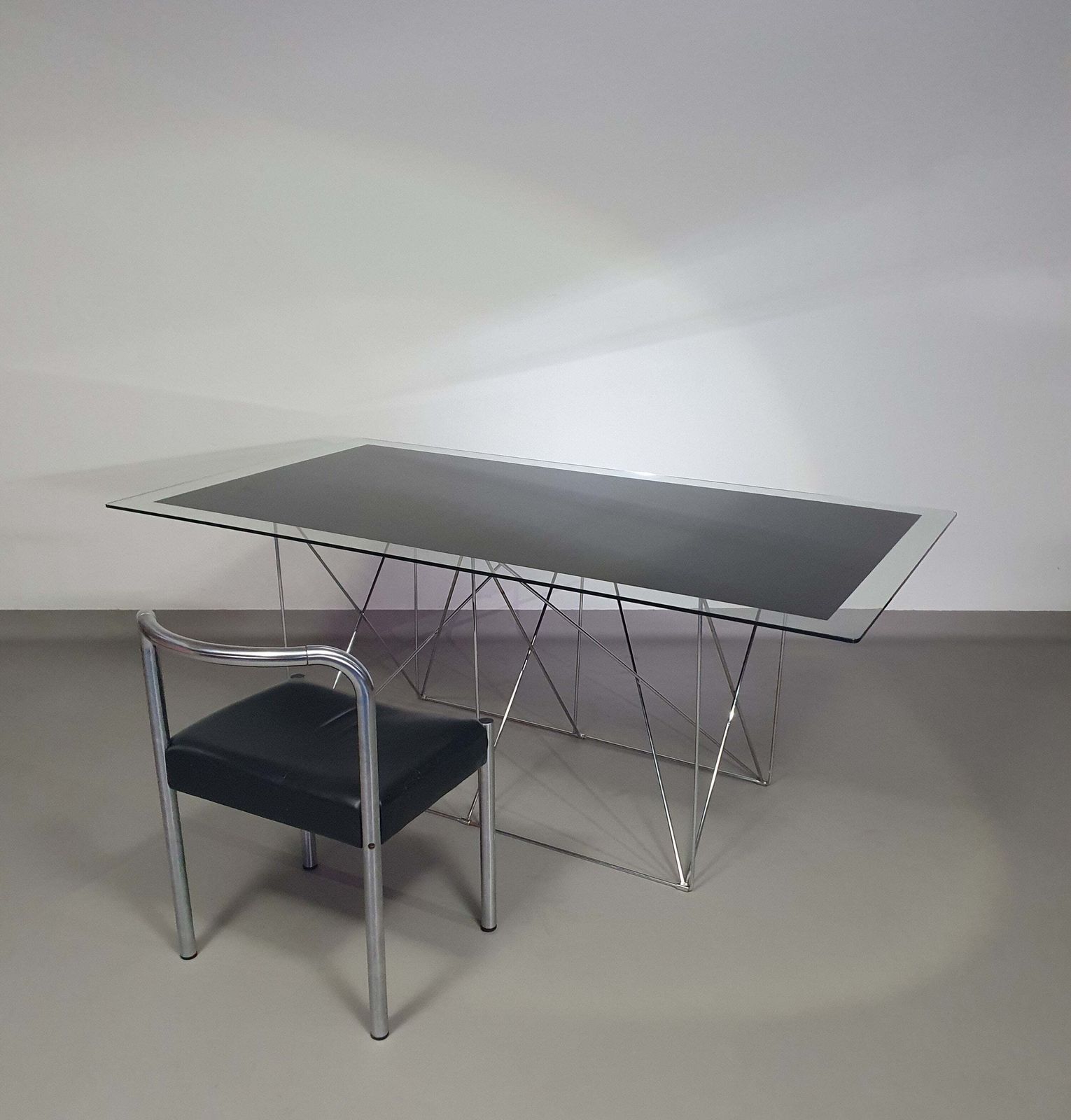 2741.0 Steel And Glass Dining Table By Max Sauze For Max Sauze Studio, 1970s photo