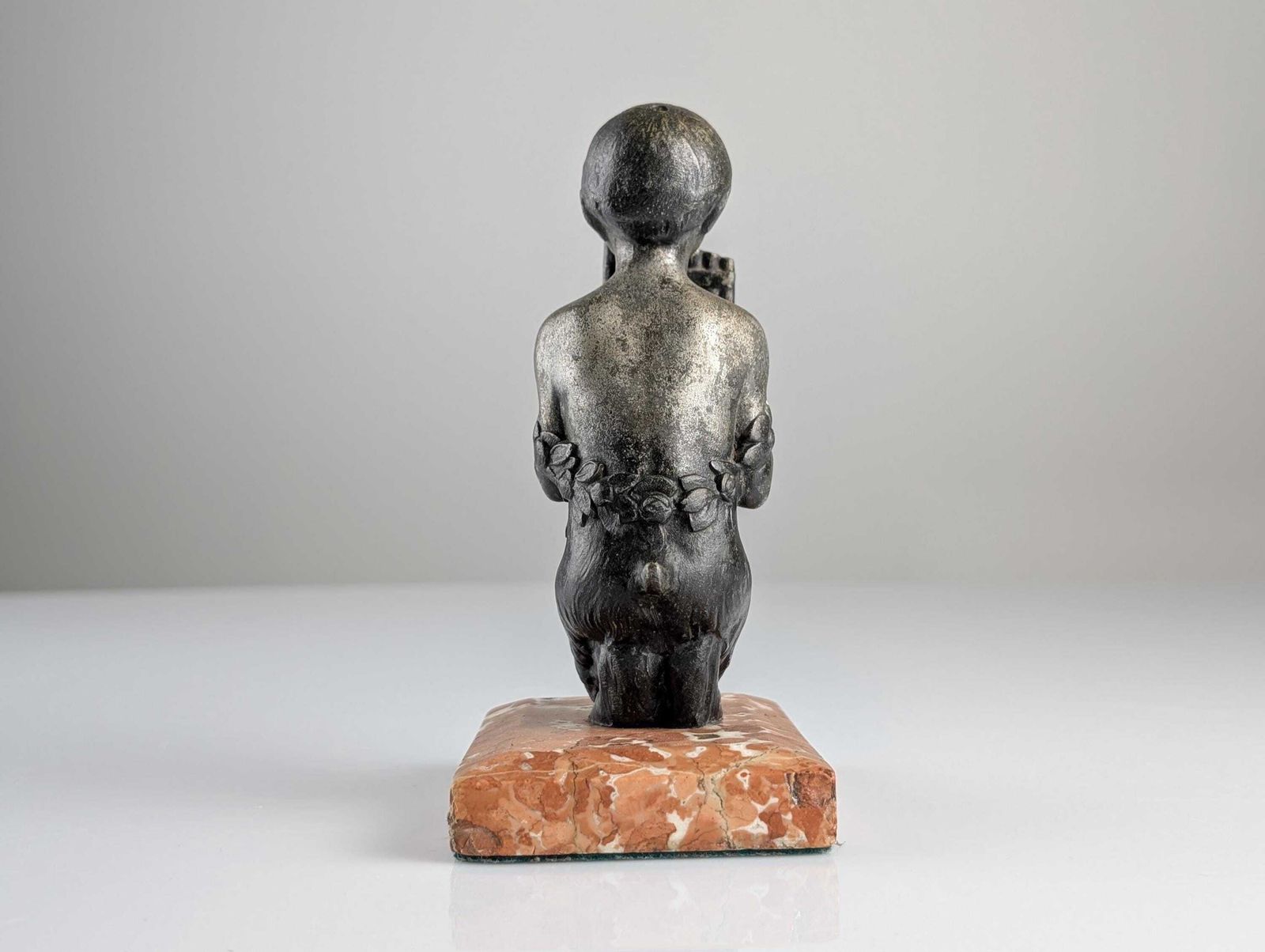 Joven Fauno Con Flauta De Pan, Escultura Art Déco Sobre Mármol, 1920s photo buy