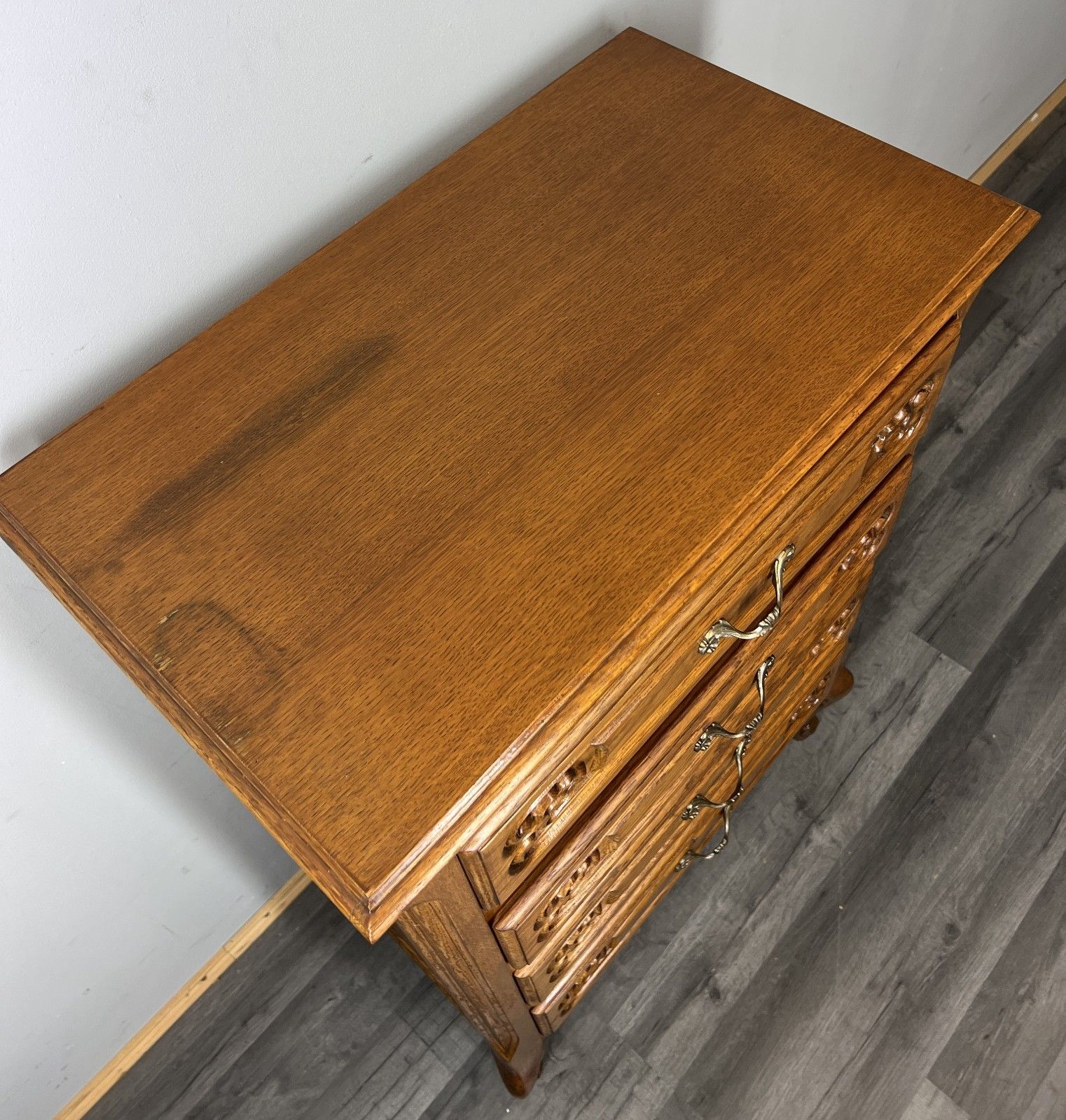 Chest Of Drawers Vintage French Louis Oak 4 Drawers Carved Cabinet Lot 4466 photo vintage