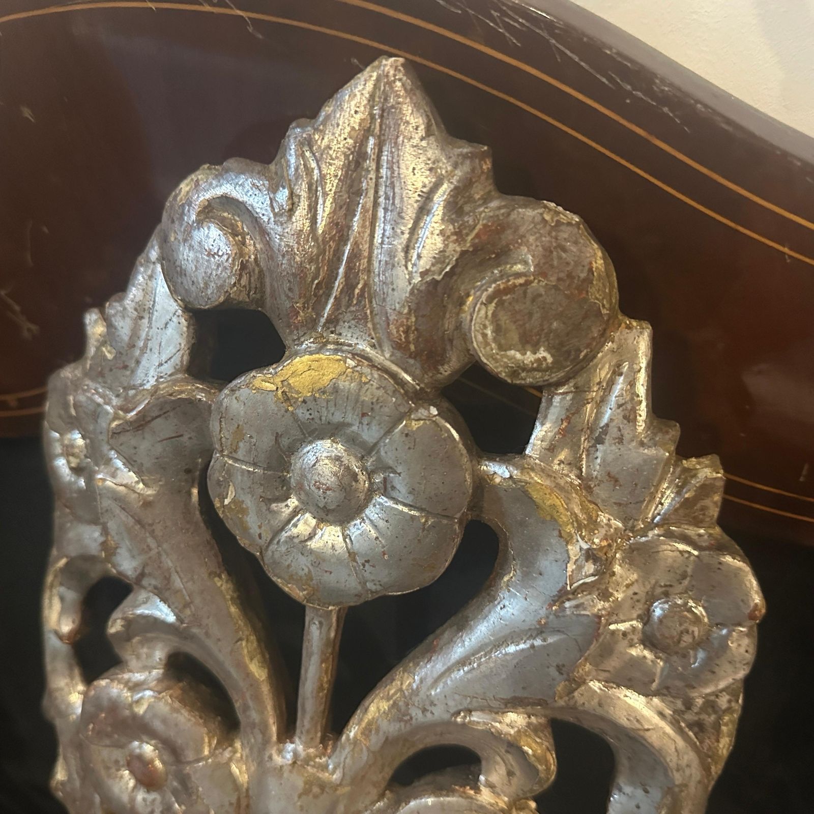 photo vintage Authentic Louis XVI Silvered Linden Wood Sicilian And Iron Wall Candle Sconces