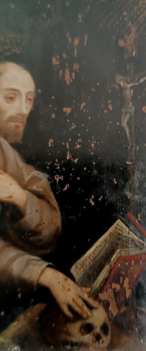 Old Painting On Copper, Italian School, 17th Century   Saint Francis photo vinterior