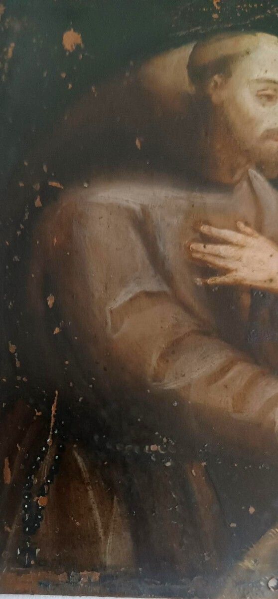 photo furniture Old Painting On Copper, Italian School, 17th Century   Saint Francis