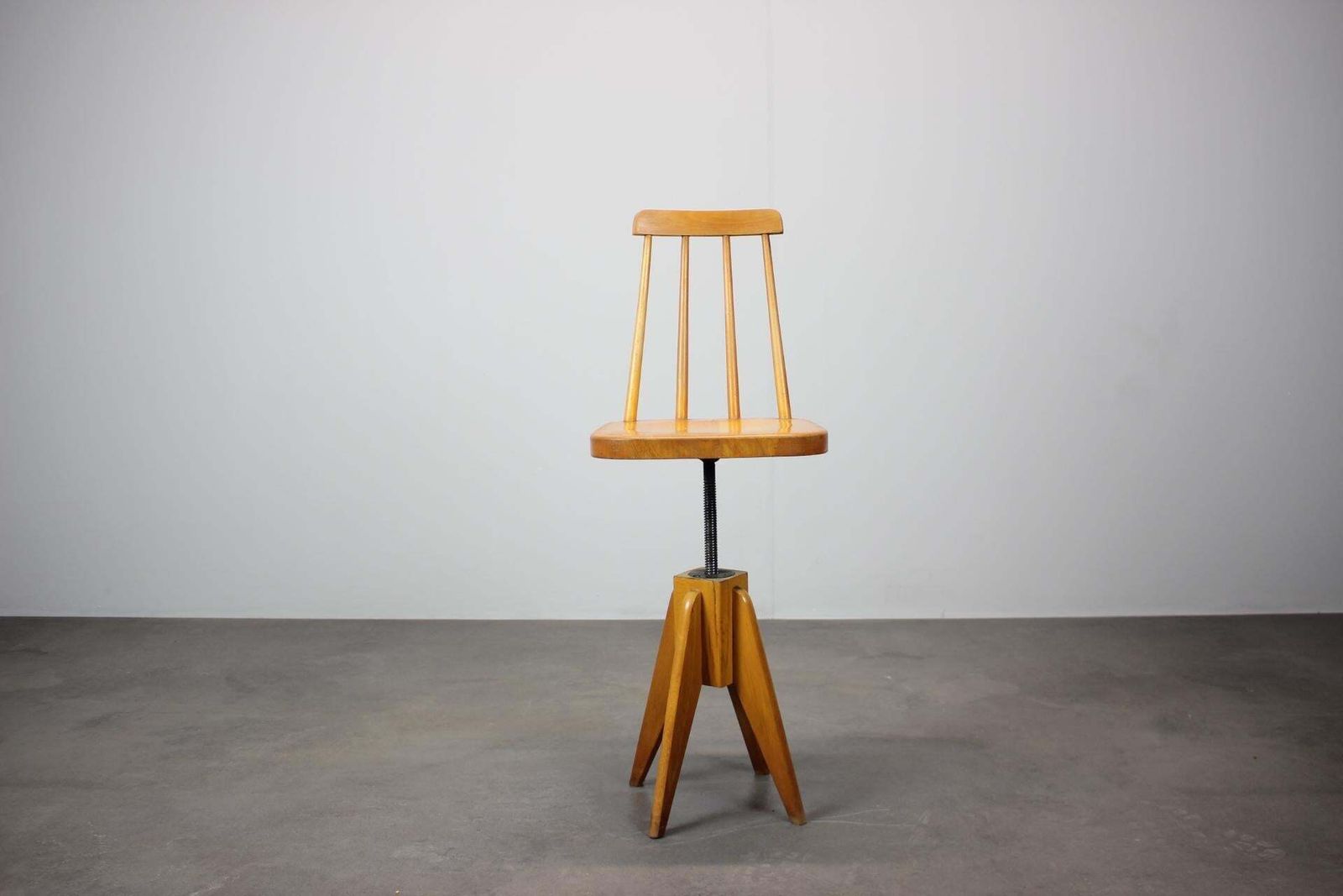 1970s  Beech Chair With Adjustable Height, Czechoslovakia photo vinterior