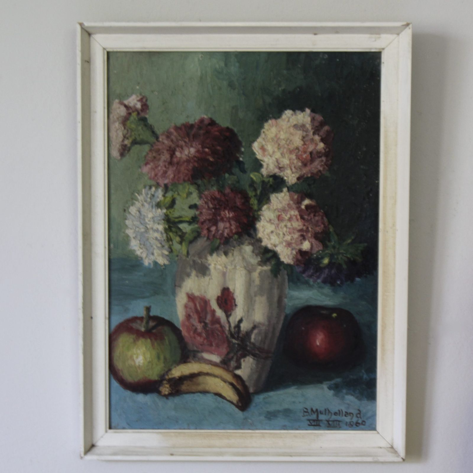 Floral Painting, Oil On Board, Signed And Dated 1960 photo furniture