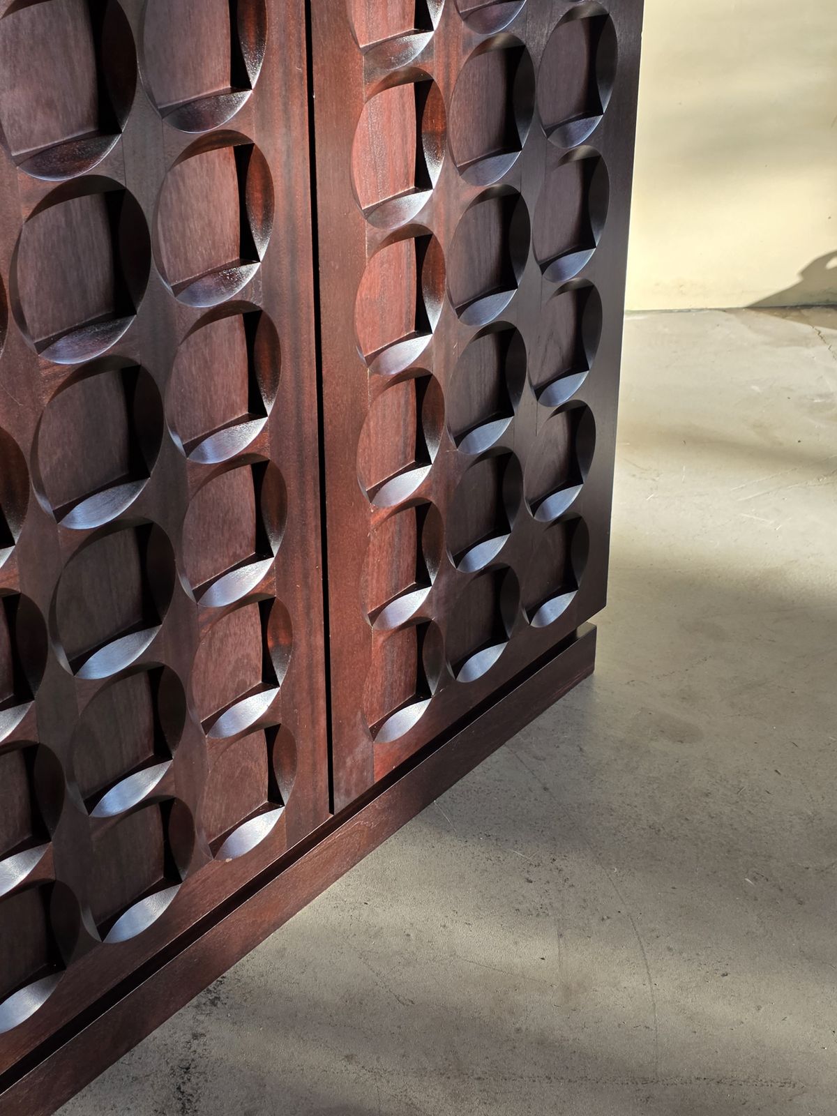 photo buy Brutalist Mahogany Bar Cabinet By Defour, Belgium, 1970s