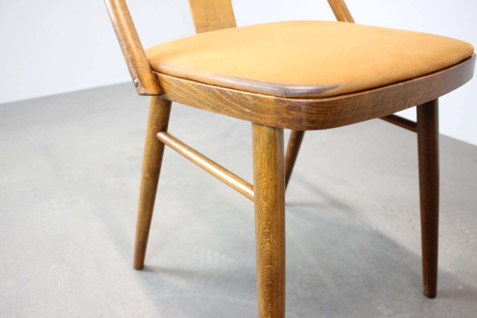 Furniture 1950s Set Of Four Dining Chairs In Walnut, Czechoslovakia photo