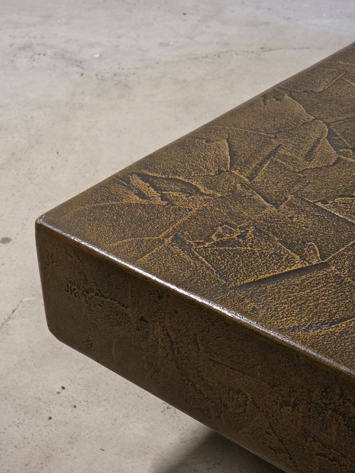 Monumentale Brutalist Salontafel Met Gepatineerd Bronzen Blad, Jaren 1970 photo vinterior