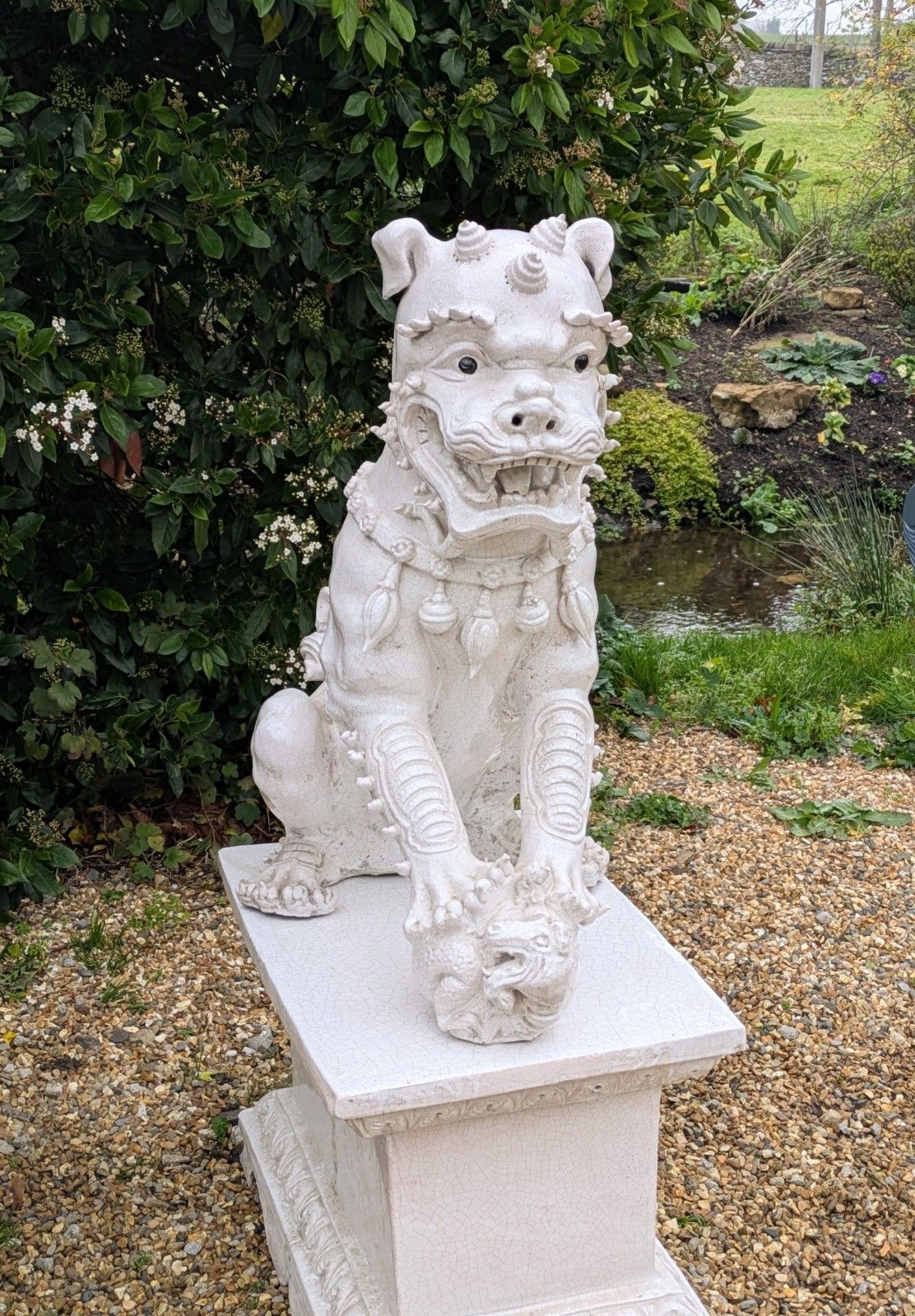 Imposing Antique Dogs Of Foe Glazed Terracotta Dragon Lions photo buy