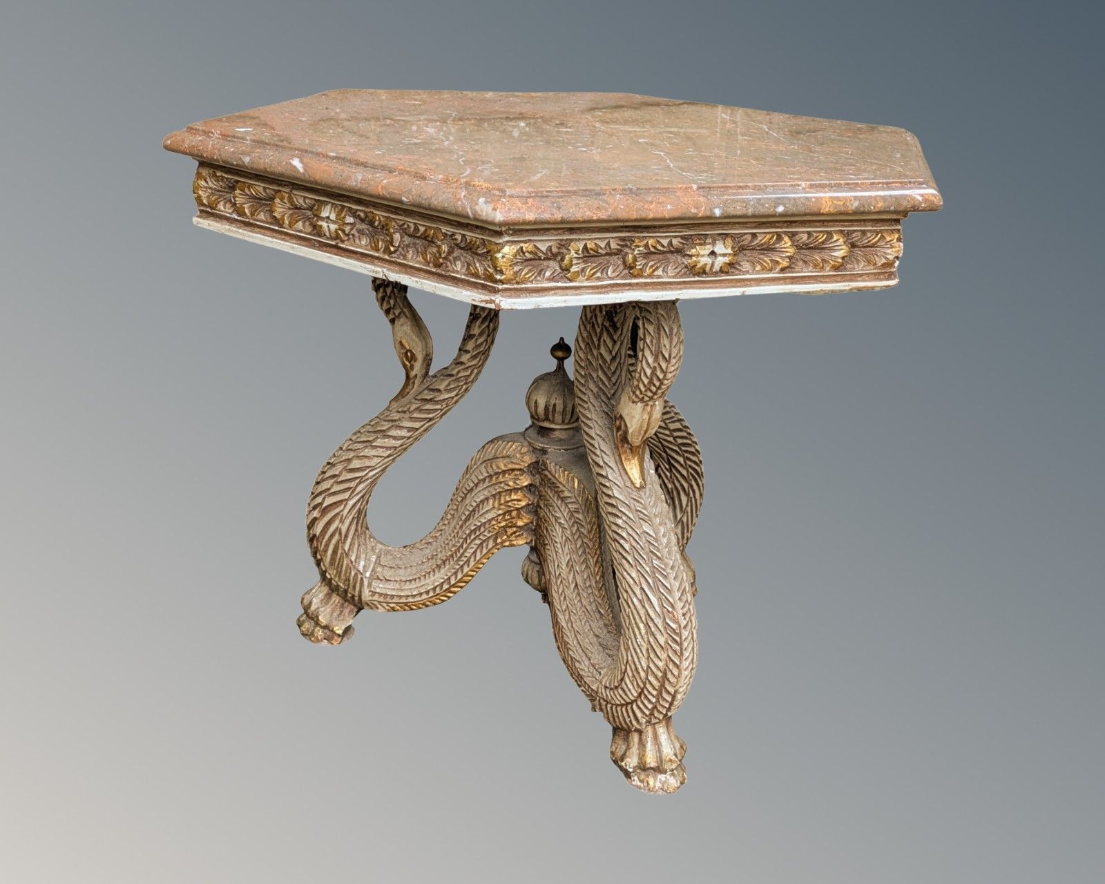 Elegant French Marble & Giltwood Table Swans photo buy