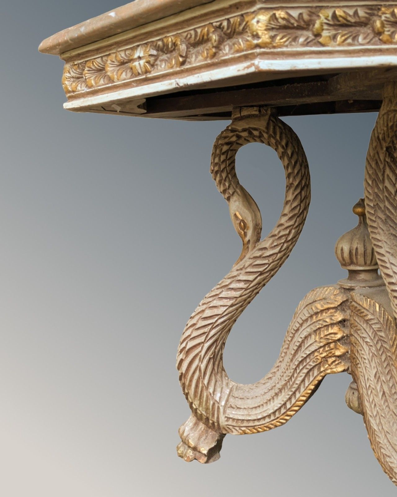 photo for sale Elegant French Marble & Giltwood Table Swans