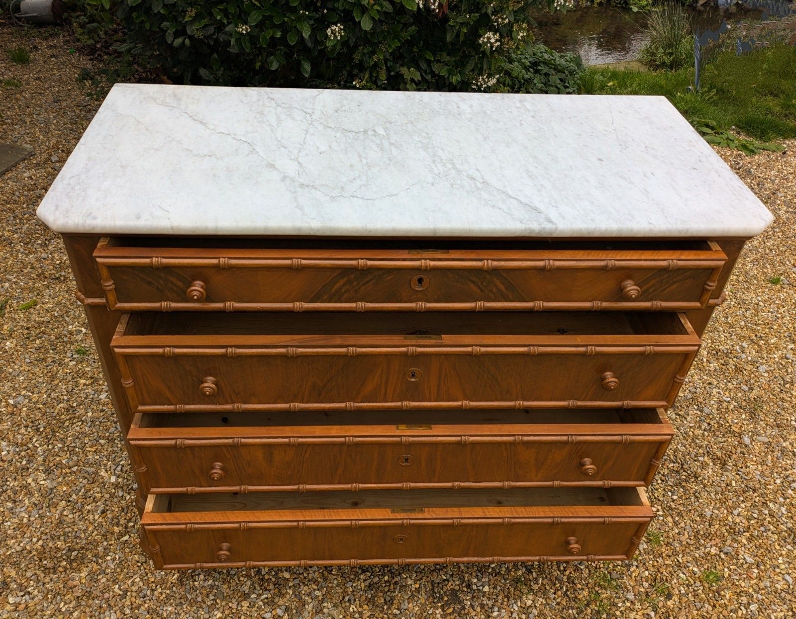 Elegant 19th Century French Walnut Faux Bamboo Commode Chest photo buy