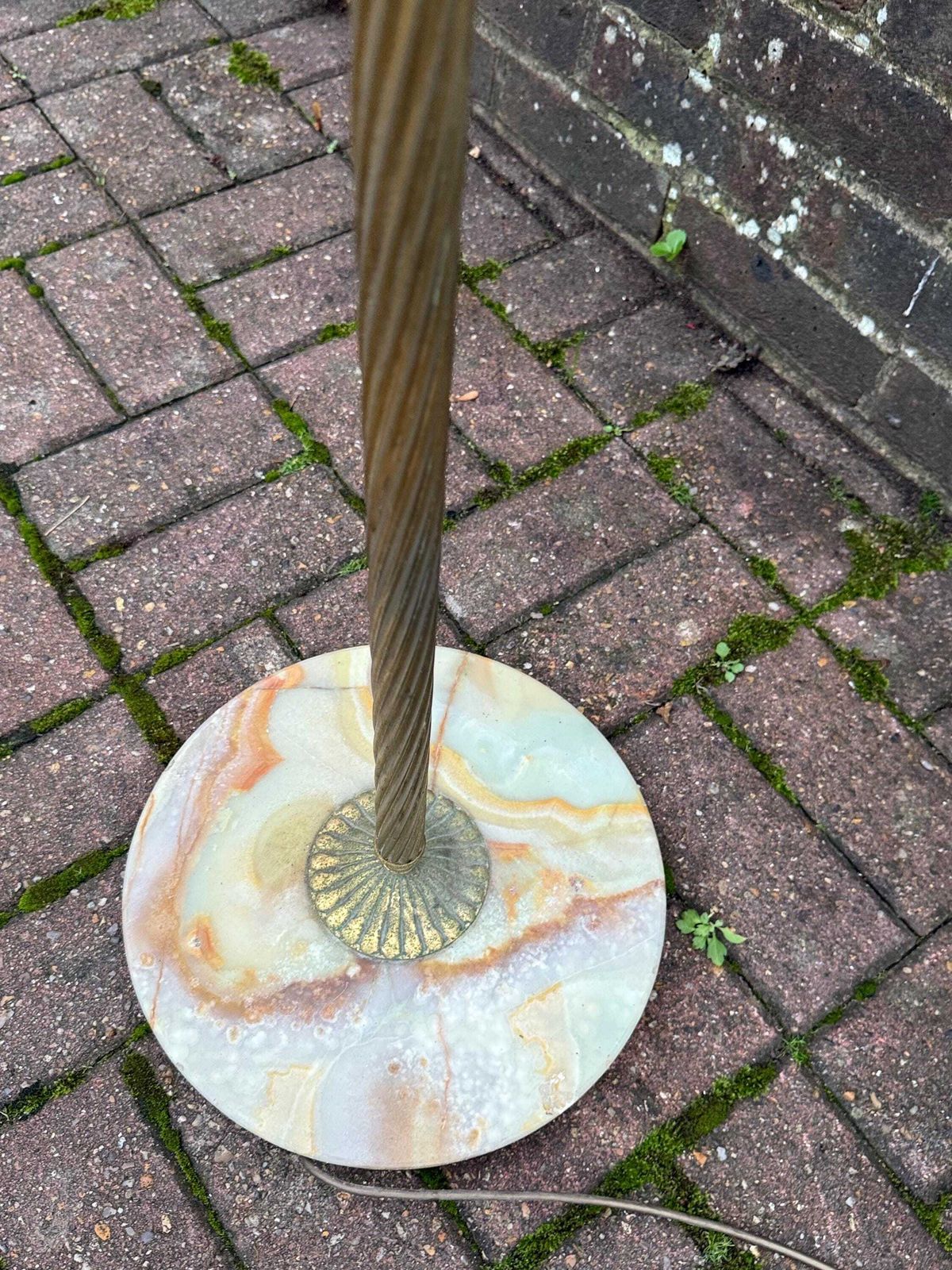 Vintage 1950s Italian Onyx & Brass Floor Lamp – Mid Century Standing Light With Marble Base; Pat Tested And Working Vintage Floor Lamp photo Lighting