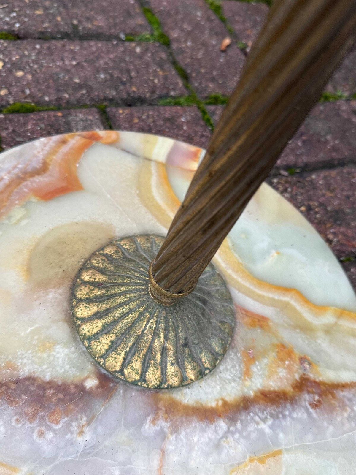 Vintage 1950s Italian Onyx & Brass Floor Lamp – Mid Century Standing Light With Marble Base; Pat Tested And Working Vintage Floor Lamp photo buy