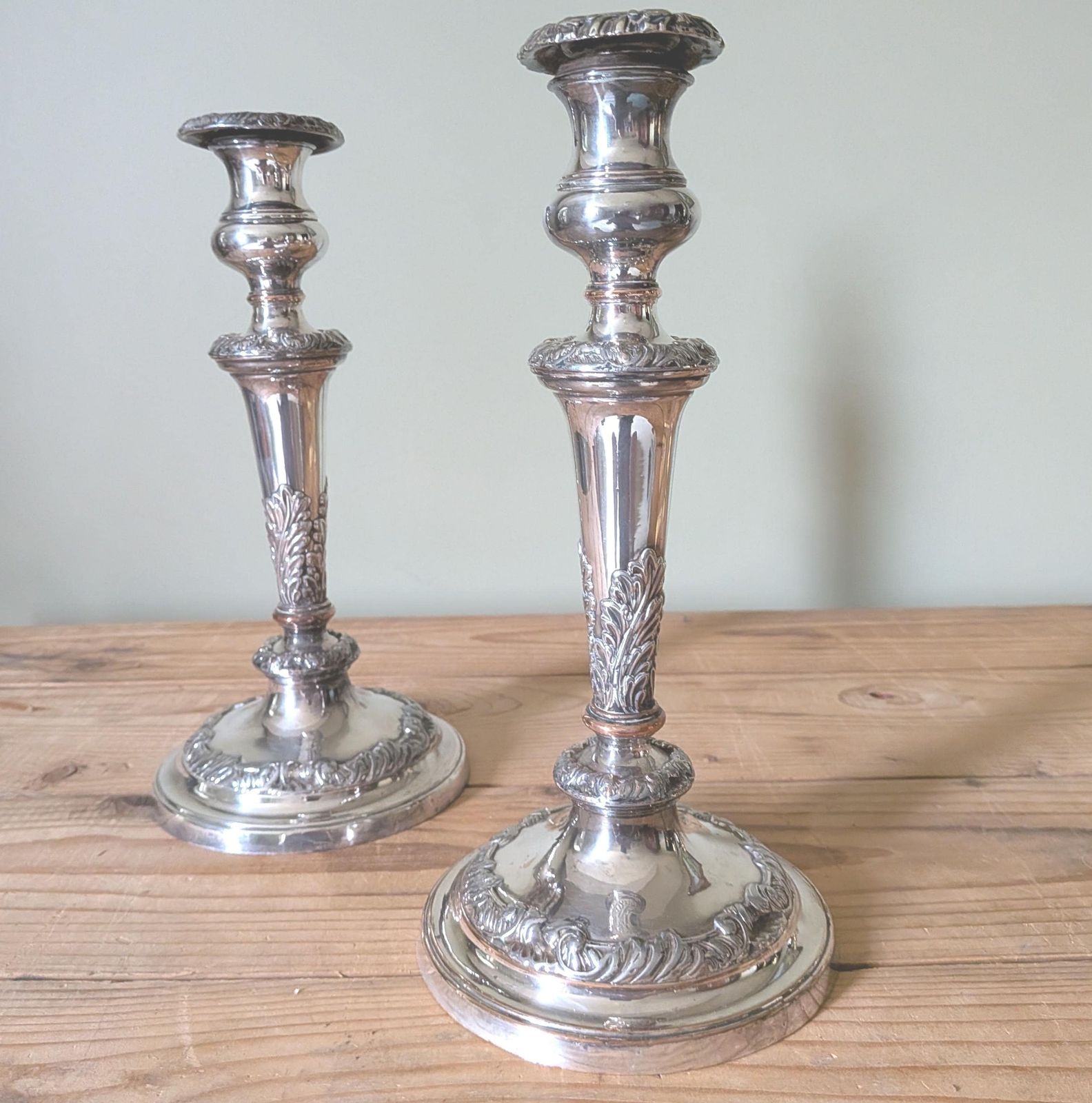 A Pair Of Antique Old Sheffield Plate English Silver Plate Candle Sticks Or Candlesticks Candle Holder C1880 photo furniture