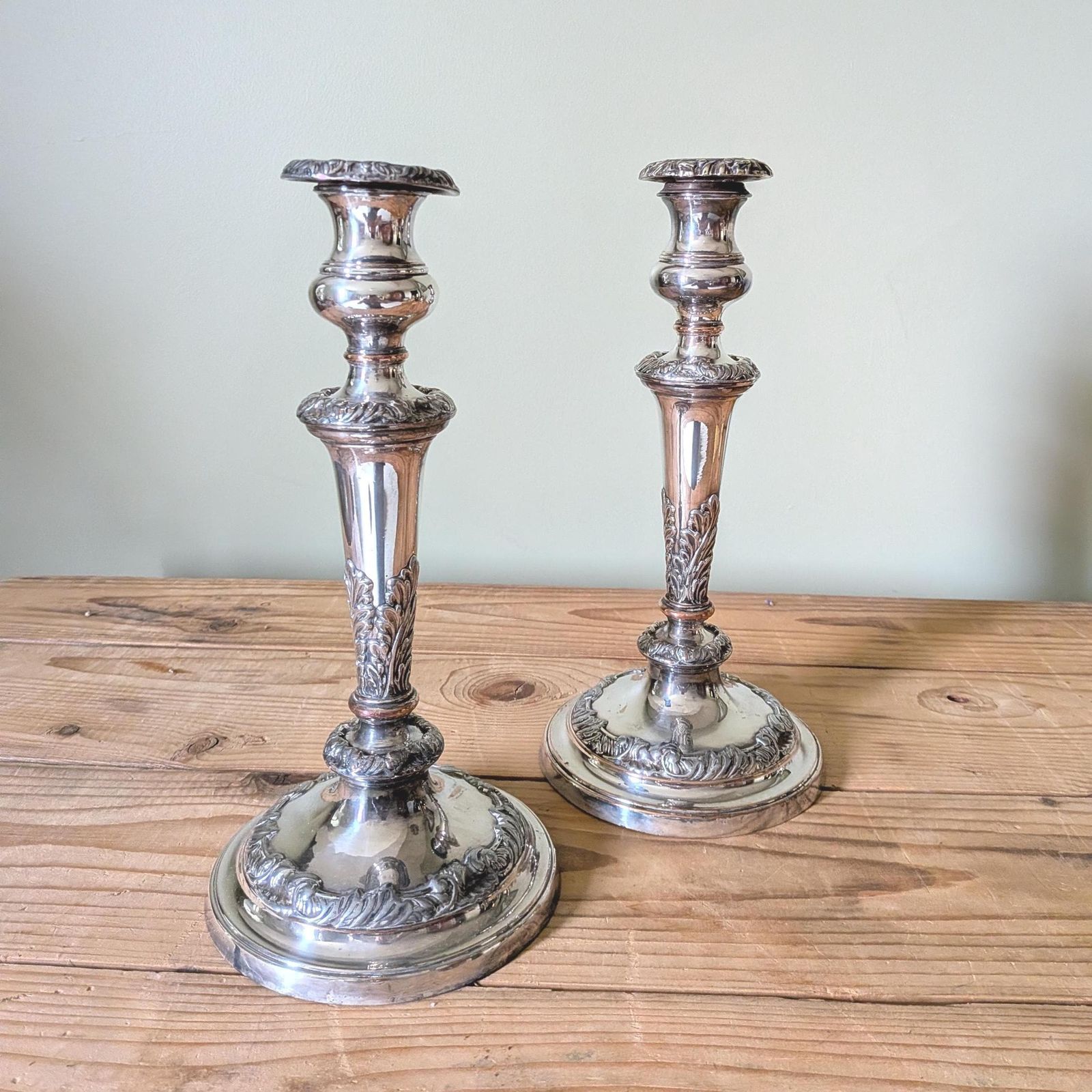 photo furniture A Pair Of Antique Old Sheffield Plate English Silver Plate Candle Sticks Or Candlesticks Candle Holder C1880