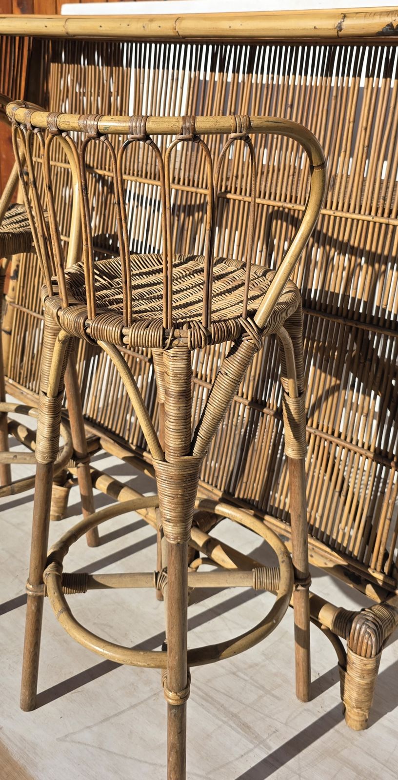 Mid Century Italian Bamboo Cocktail Bar Set photo Furniture