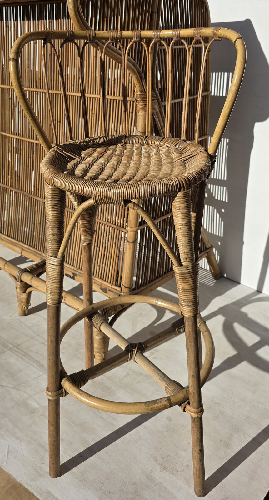 photo furniture Mid Century Italian Bamboo Cocktail Bar Set