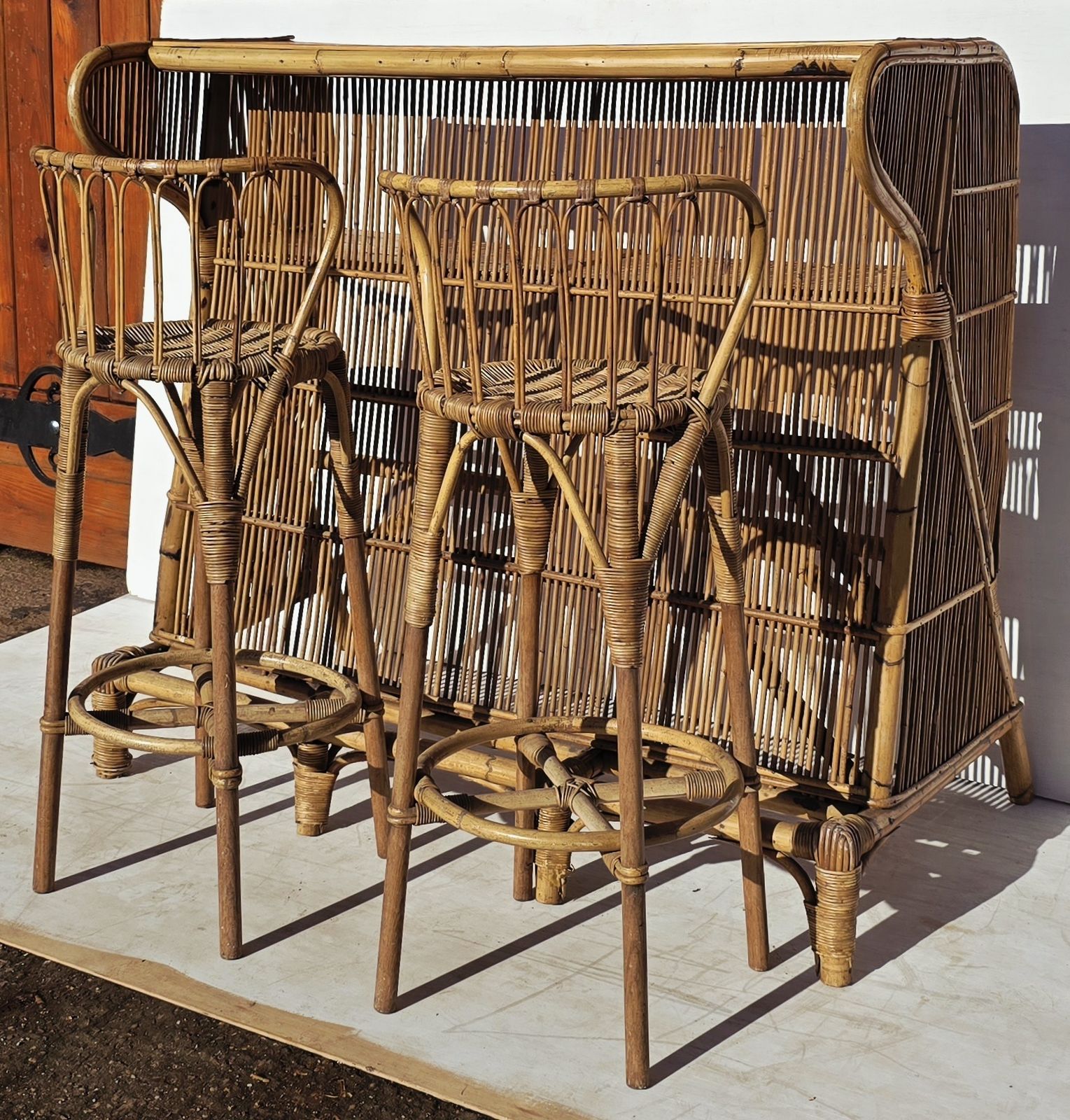 photo for sale Mid Century Italian Bamboo Cocktail Bar Set