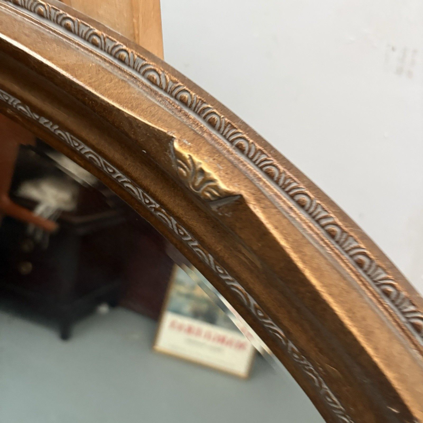 West Decor Reproduction Art Nouveau Overmantle Oval Antique Gilt Mirror photo Home Decor
