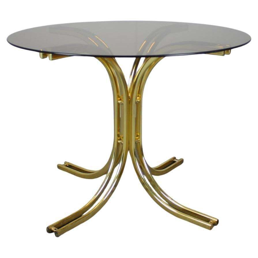 Round Dining Table Brass And Glass / Italy, 1980s