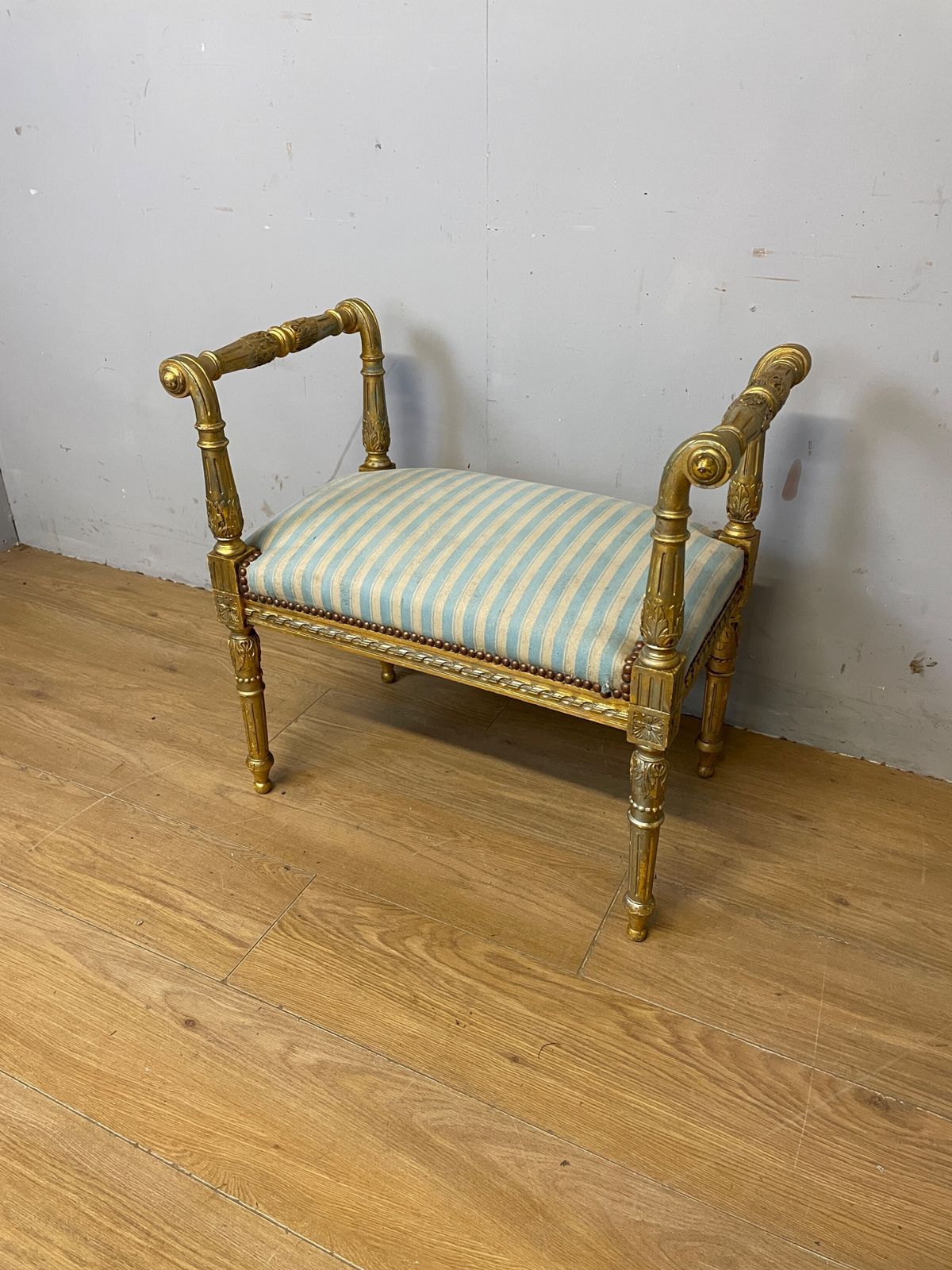 Louis XVI Style French Gilded Window Seat Circa 1900
