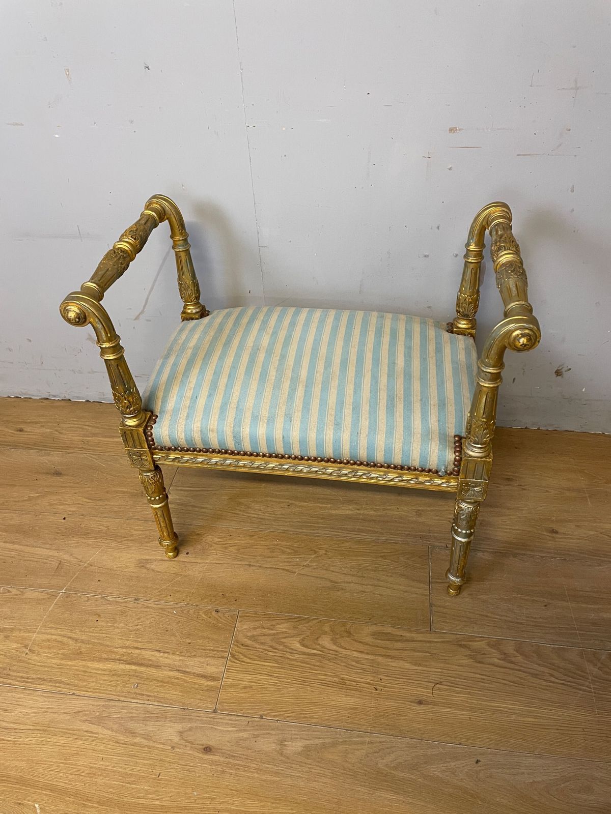 Louis XVI Style French Gilded Window Seat Circa 1900 photo furniture