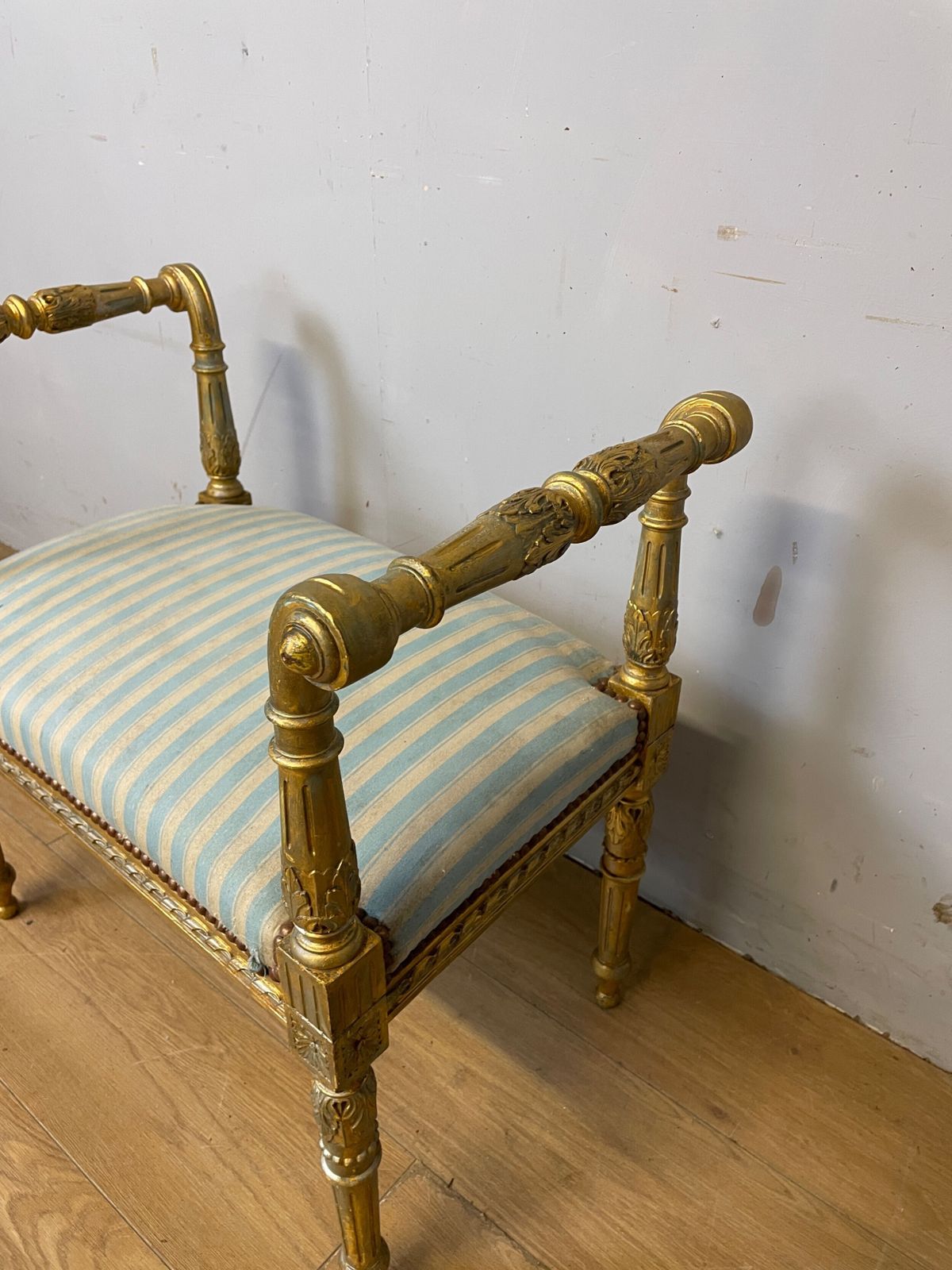 Louis XVI Style French Gilded Window Seat Circa 1900 photo vinterior