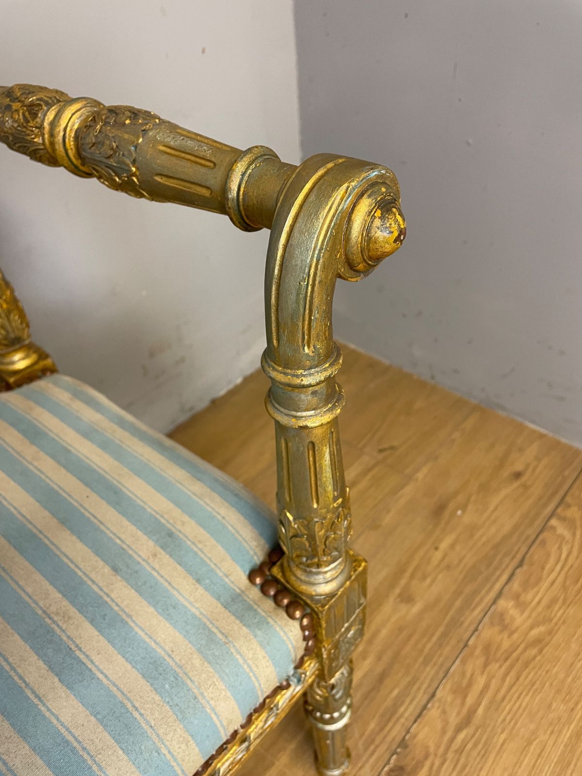 395.0 Louis XVI Style French Gilded Window Seat Circa 1900 photo