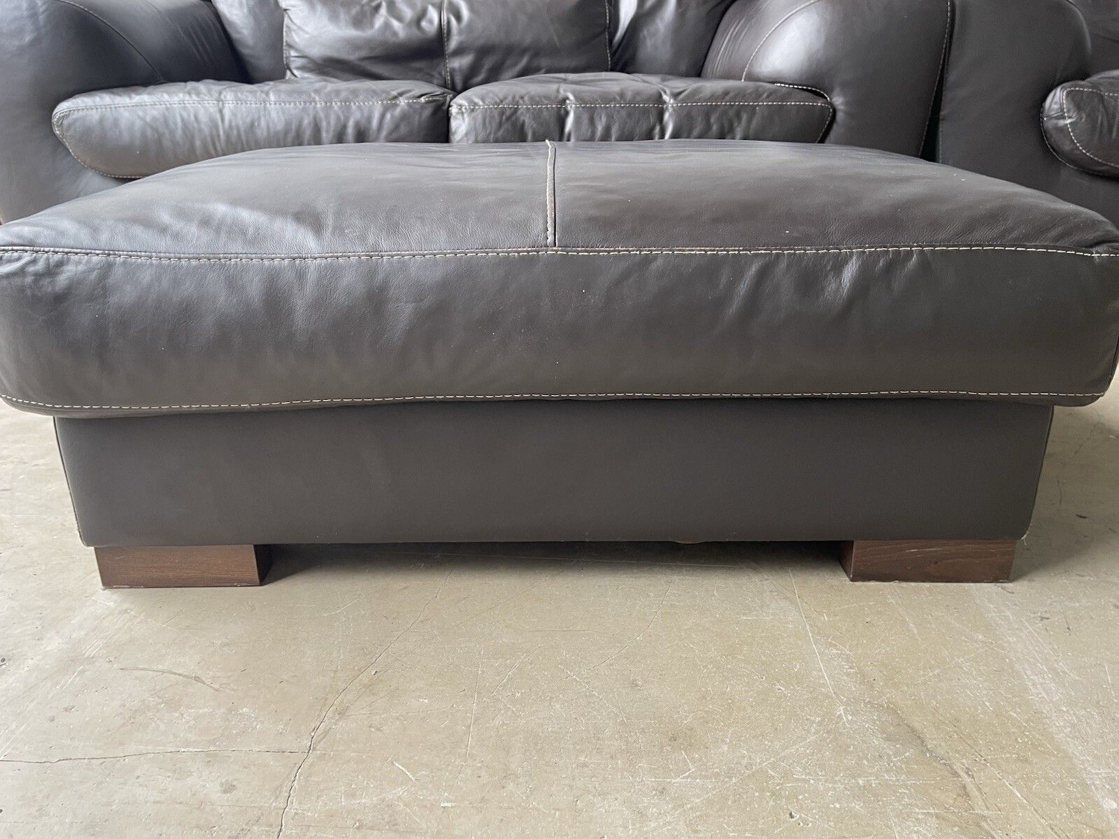 Ambiente Italian Leather 2 Seater Sofa Armchair Pouffe Footrest Set photo for sale