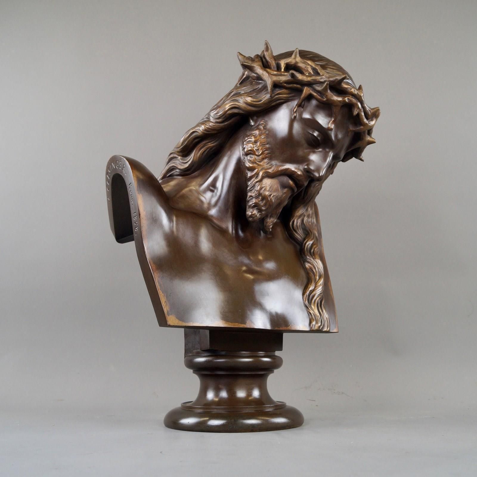 A Very Large French Patinated Bronze Bust Of Jesus Christ photo furniture