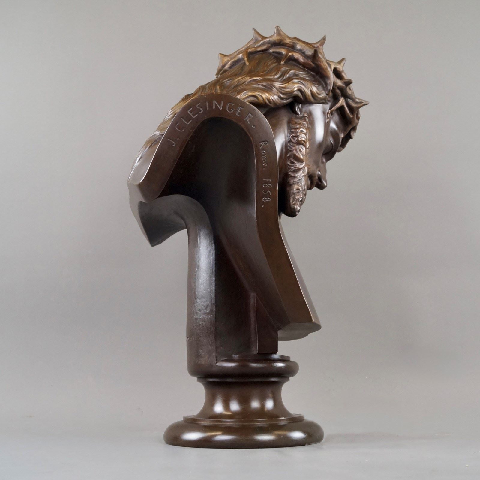 A Very Large French Patinated Bronze Bust Of Jesus Christ photo Art