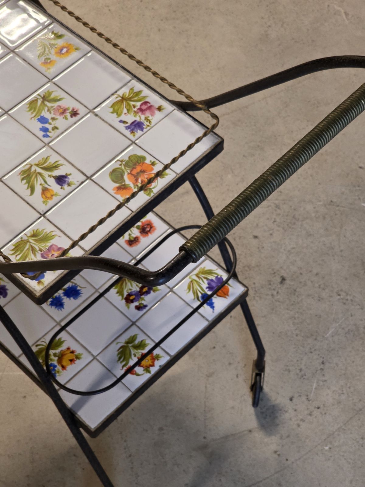 Iron Bar Car Trolley With Ceramic Tiles, N.Teplow, 1950s photo Furniture